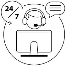 Suporte técnico 24 horas por dia, 7 dias por semana